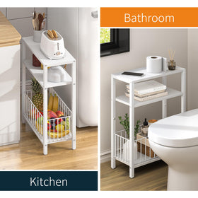Yoobure narrow side table in a small space, showcasing clutter-free surface