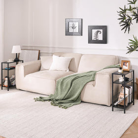 Yoobure narrow side table features wooden shelves for a clean look.
