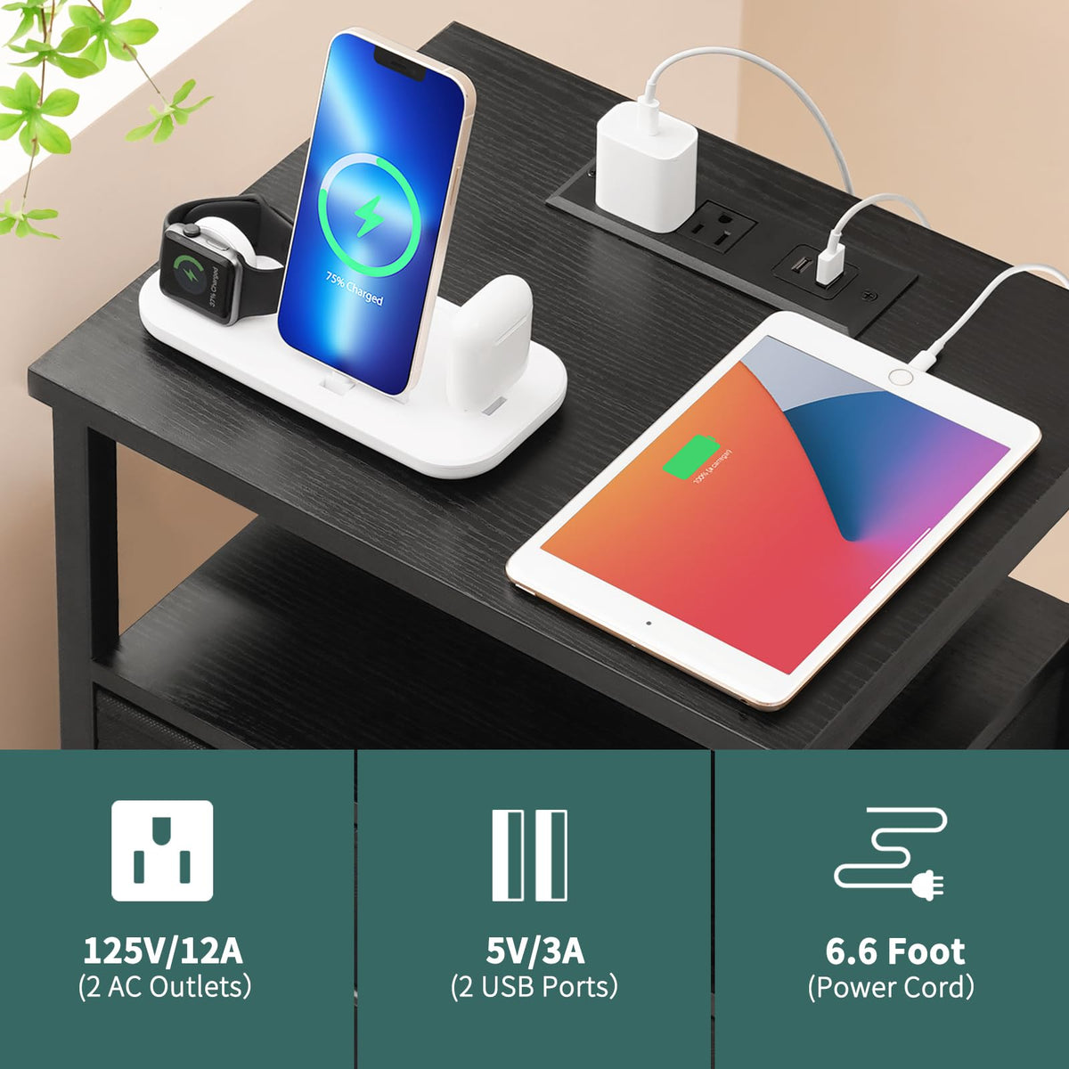 Yoobure night stand adjustable feet providing stability on uneven floors