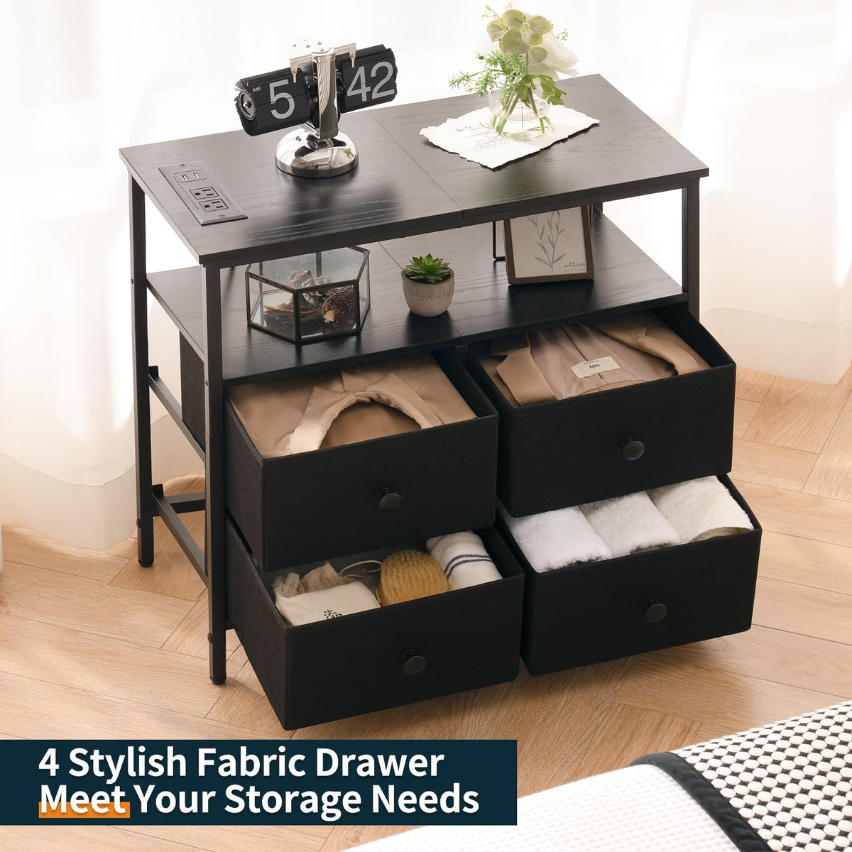Yoobure night stand multiuse design fits bedroom, living room, or office.