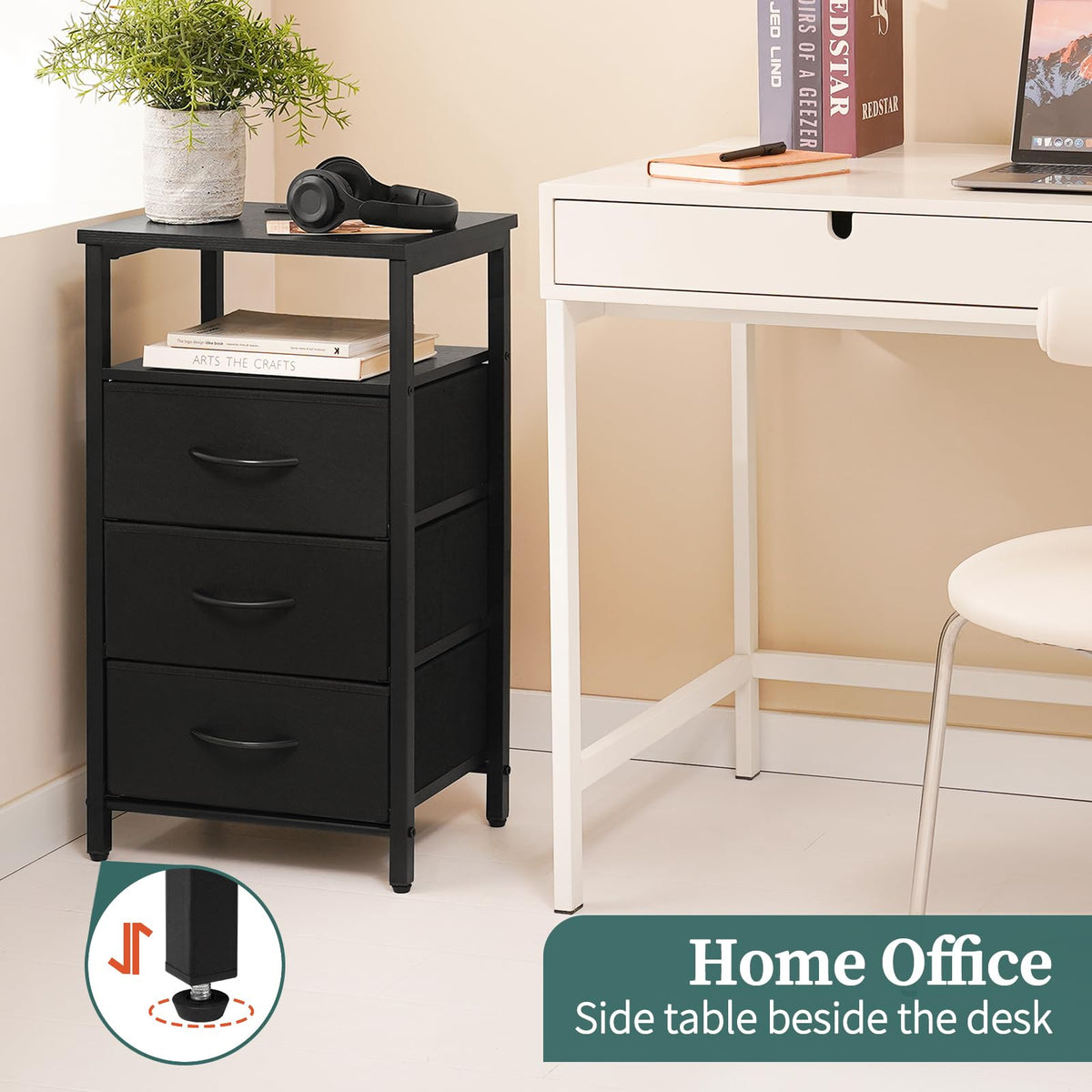 Yoobure night stand in a cozy bedroom setup for bedtime routines