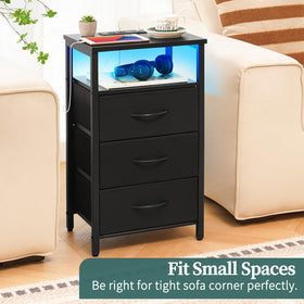 Yoobure night stand black finish complements a modern bedroom