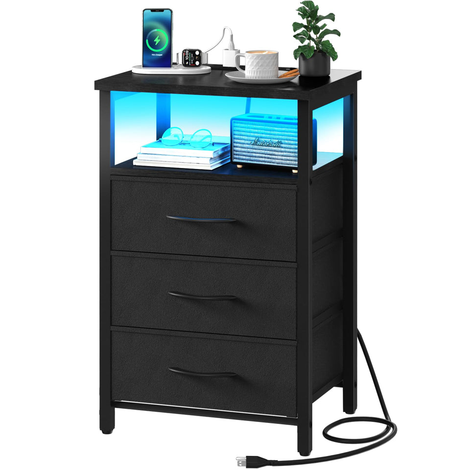 Yoobure night stand with LED color options for ambient bedside lighting