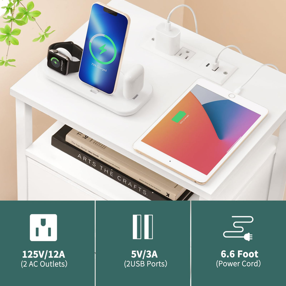 Yoobure night stand sturdy base provides stability on uneven floors.