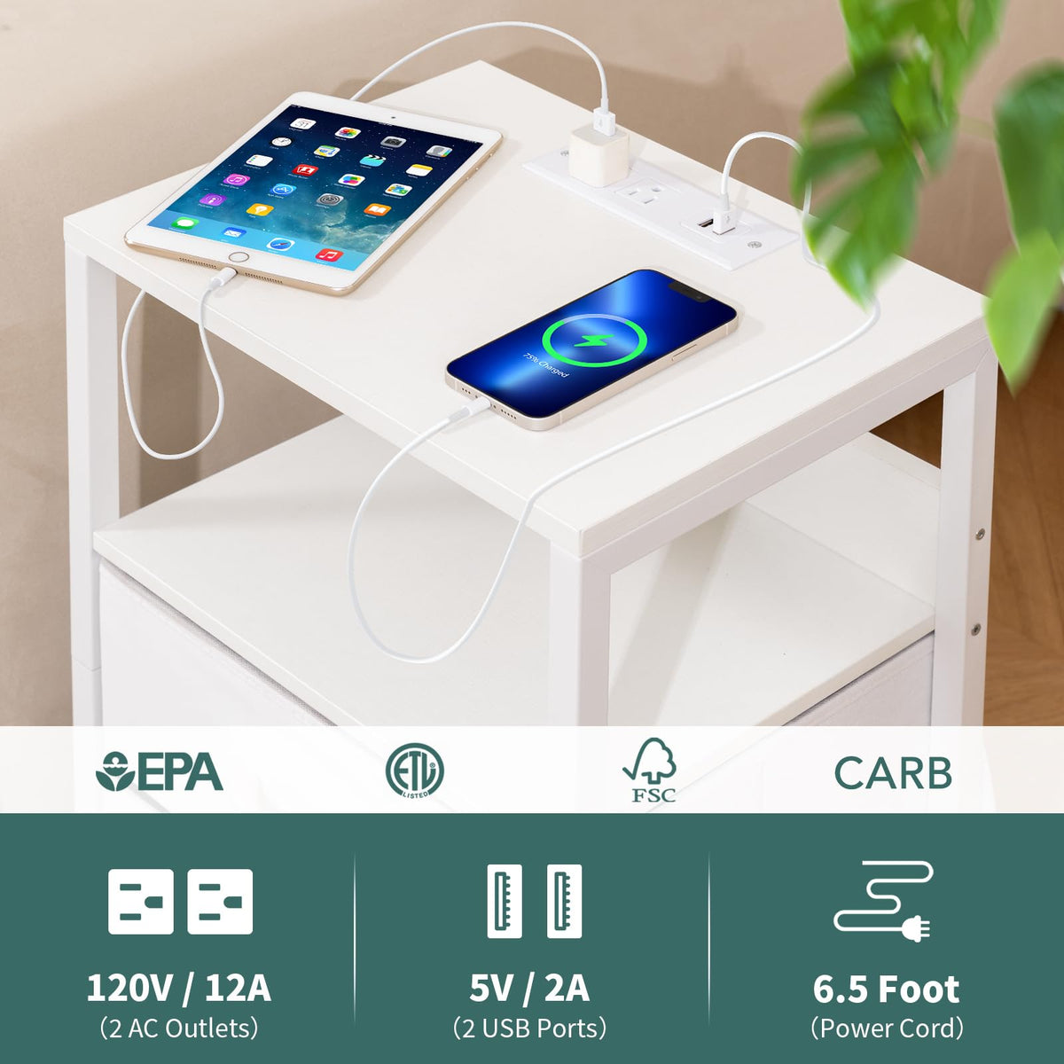 Yoobure nightstand adjustable feet ensure stability on uneven floors
