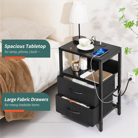 Yoobure nightstand adjustable feet reduce wobble on uneven floors.