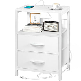 Yoobure nightstand with charging station and drawer shelf for organized bedside charging