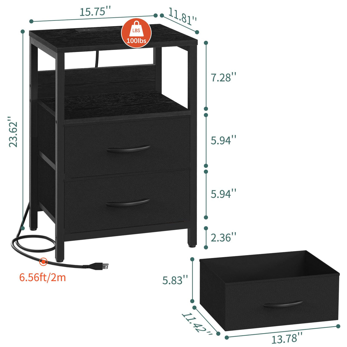 Yoobure nightstand sturdy design with adjustable feet for stability.