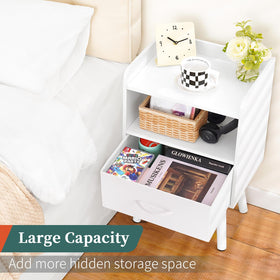 Yoobure nightstand with edge-protected tabletop to keep items secure
