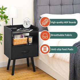 Yoobure nightstand edge-protected tabletop helps keep items secure.