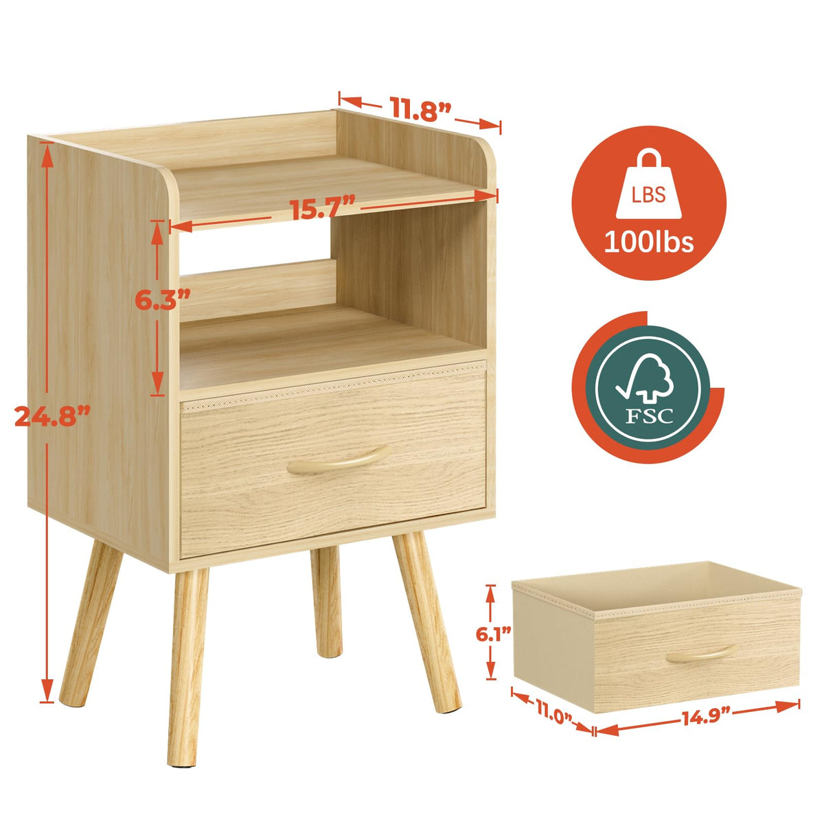 Yoobure nightstand edge protection keeps items secure and prevents slips.