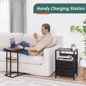 Yoobure nightstand shows USB ports and outlets for flexible charging