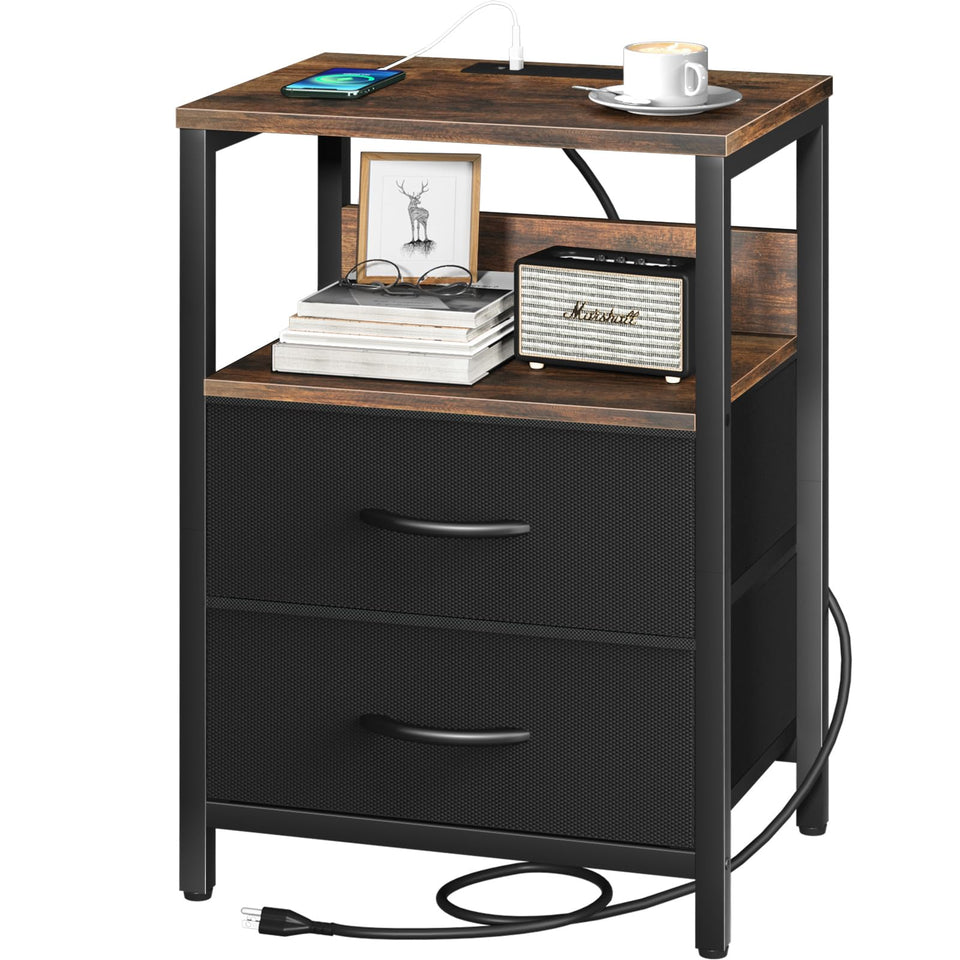 Yoobure nightstand with charging station for convenient bedside device charging