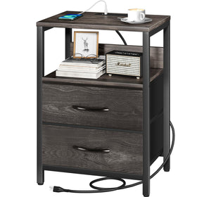 Yoobure nightstand with charging station shows convenient USB ports for easy nightly charging.