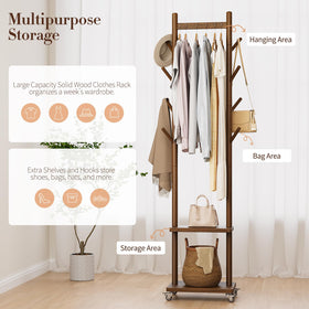 Portable hall tree ideal for entryways, living rooms, or home offices.