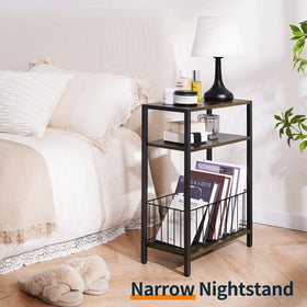 Yoobure slim bedside table features metal frame for lasting stability.