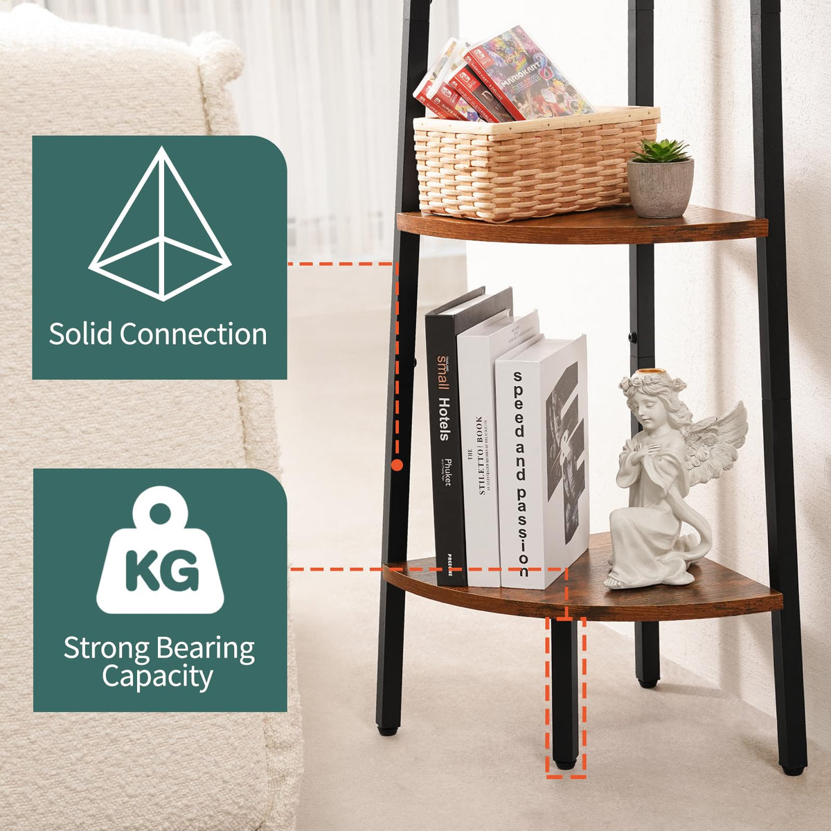 Yoobure space saving corner design hugs the wall neatly.