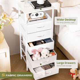 Yoobure tall nightstand with charging station keeps devices powered.