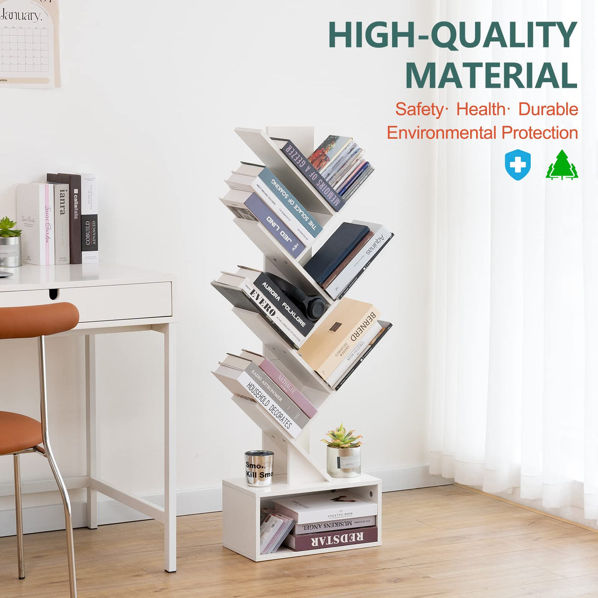 Yoobure Tree Bookshelf anti-tip strap, enhances stability in homes with kids.