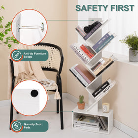 Yoobure Tree Bookshelf corner placement, maximizes small spaces without clutter.