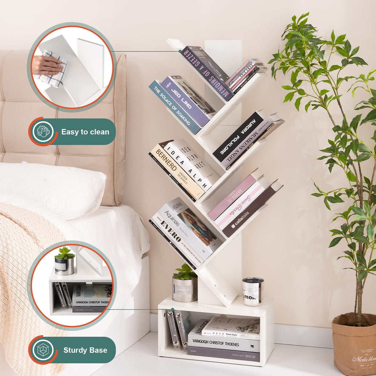 Yoobure Tree Bookshelf easy assembly, ships with tools and clear instructions.