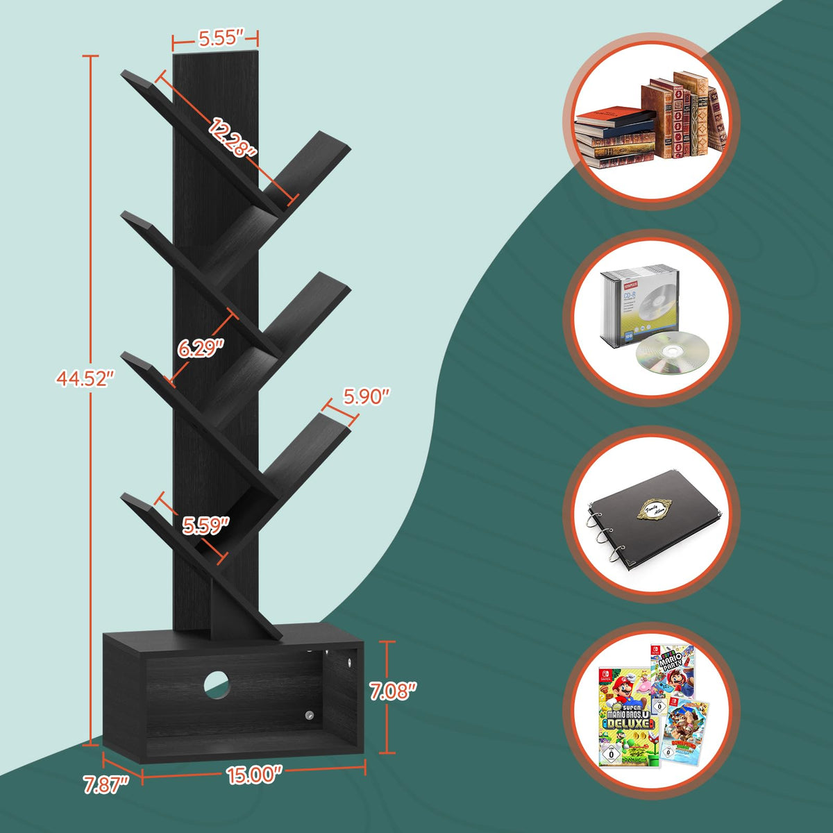 Yoobure Tree Bookshelf in a home office for organized magazines and documents