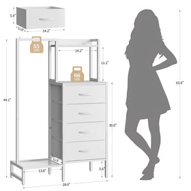 Yoobure dresser side view highlights compact footprint for small rooms.