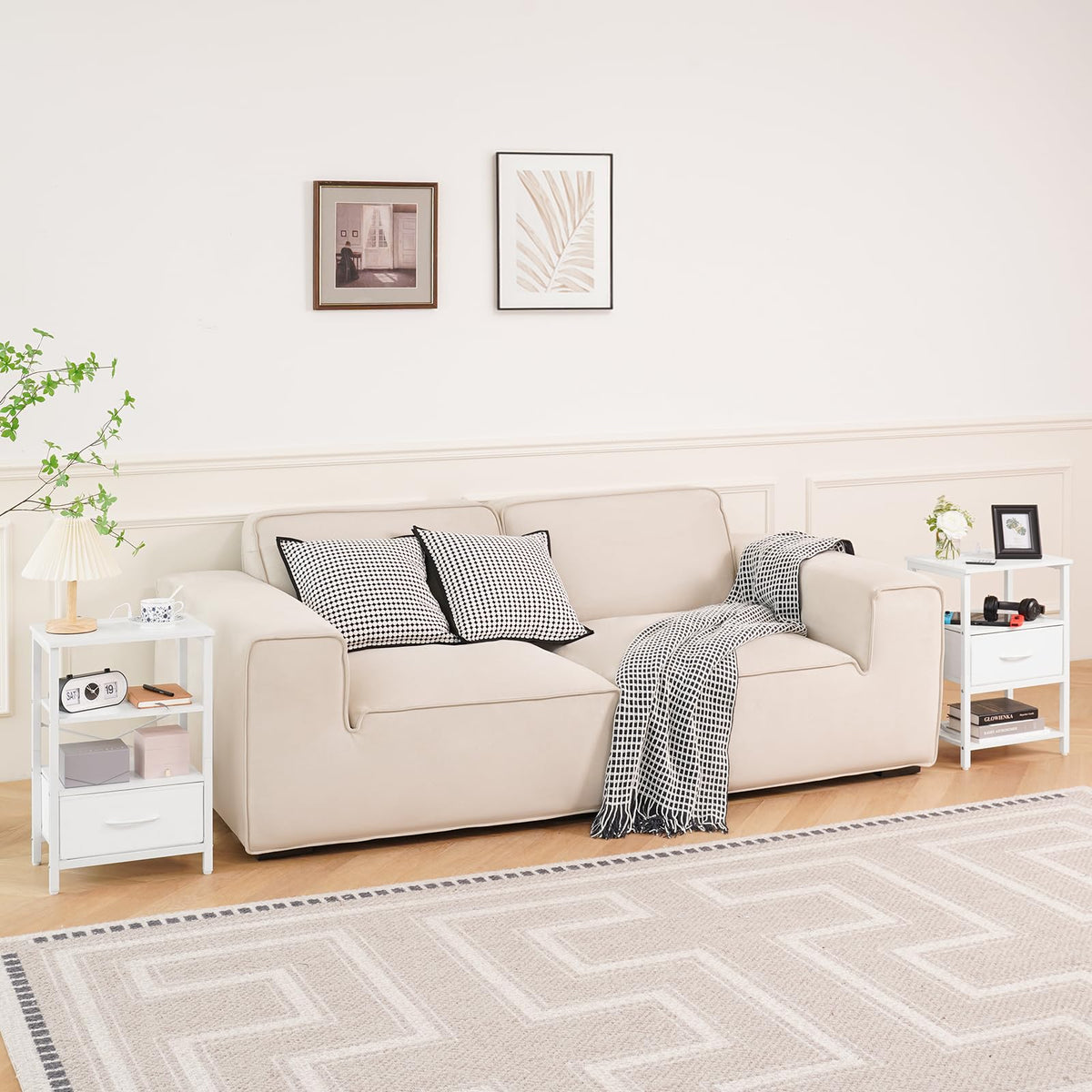 Yoobure night stand back with X-shaped stabilizer providing sturdy support.