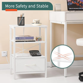 Yoobure night stand used as a compact living room end table beside a sofa.