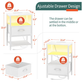 Yoobure white night stand shelves offer organized storage and quick access.