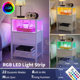 Yoobure night stand with USB ports and outlets enabling easy device charging.