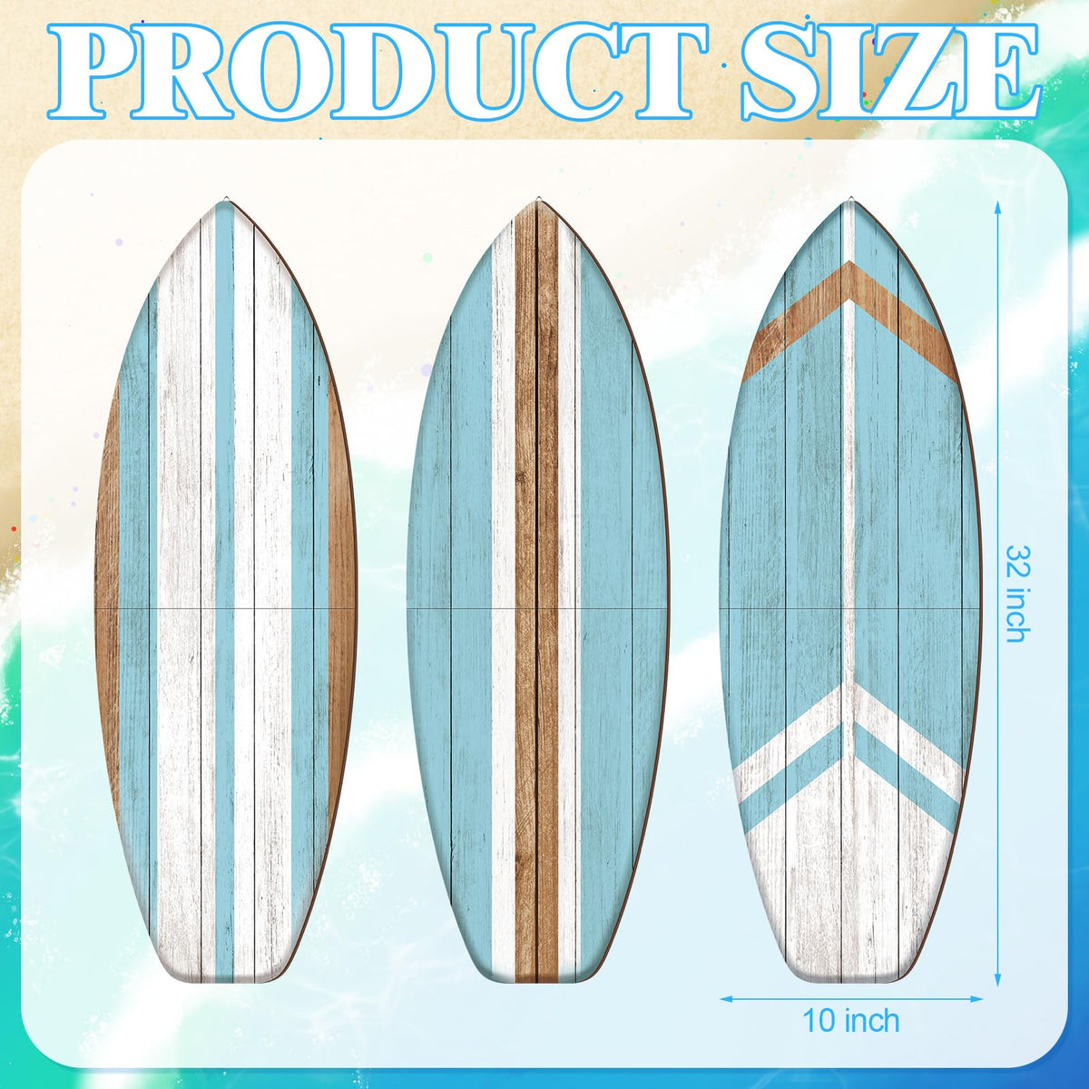 Yookeer blue surfboard decor with triangular hooks for mounting