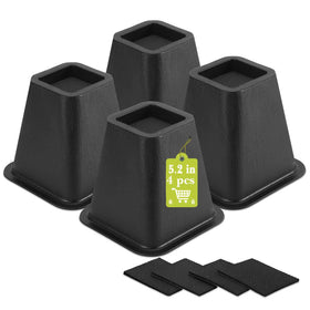 Yookwutar 6-inch risers under bed legs for easier vacuuming.