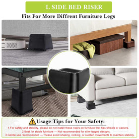 Yookwutar bed risers 3-inch lip detail for versatile leg fit