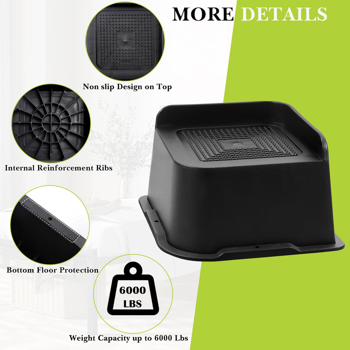 Yookwutar bed risers 3-inch under sofa to create storage space