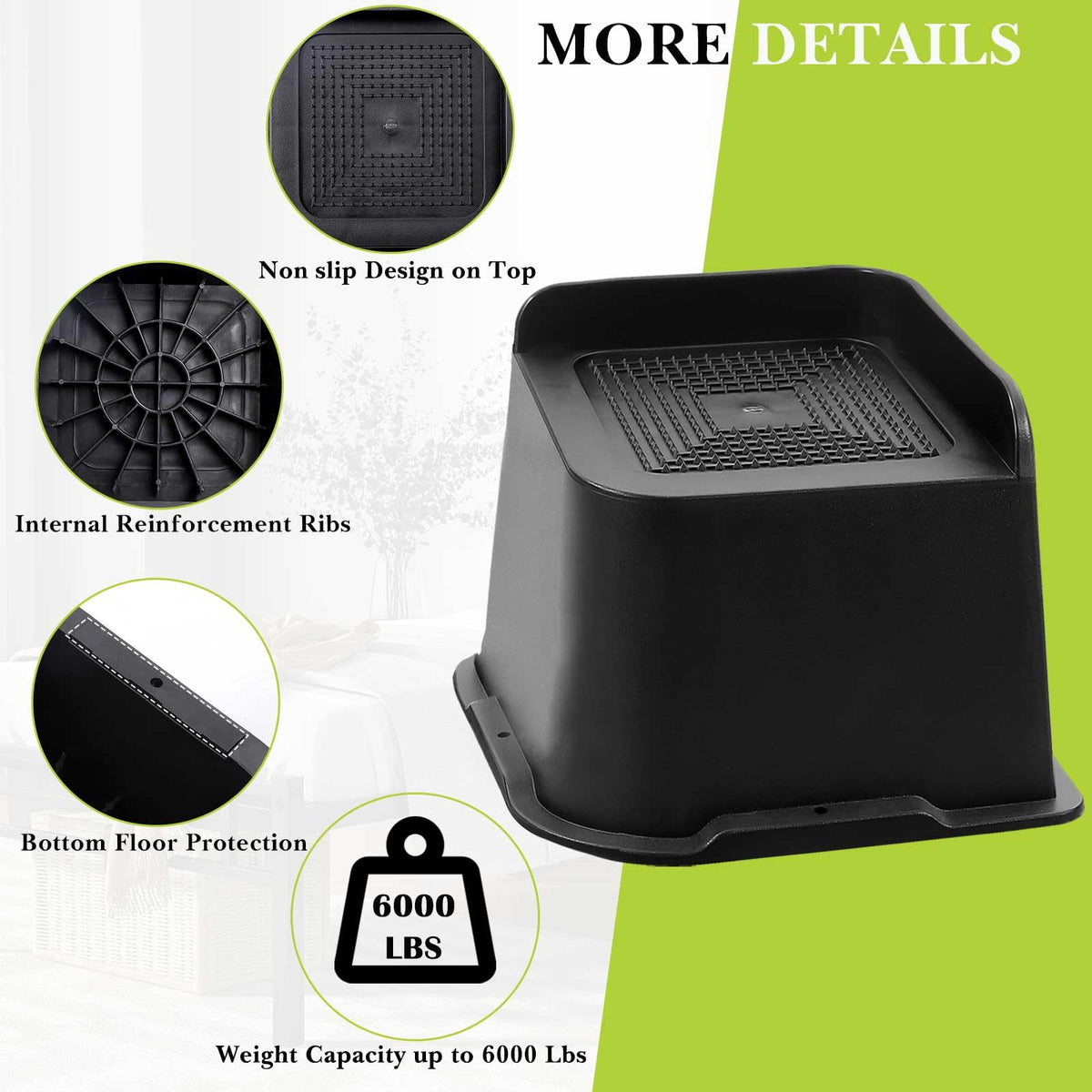 Yookwutar 4-inch risers base and trapezoidal design improving floor stability