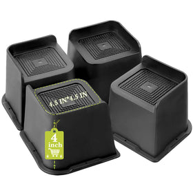 Yookwutar 4-inch bed risers front view showing sturdy top and anti-slip base for stable support