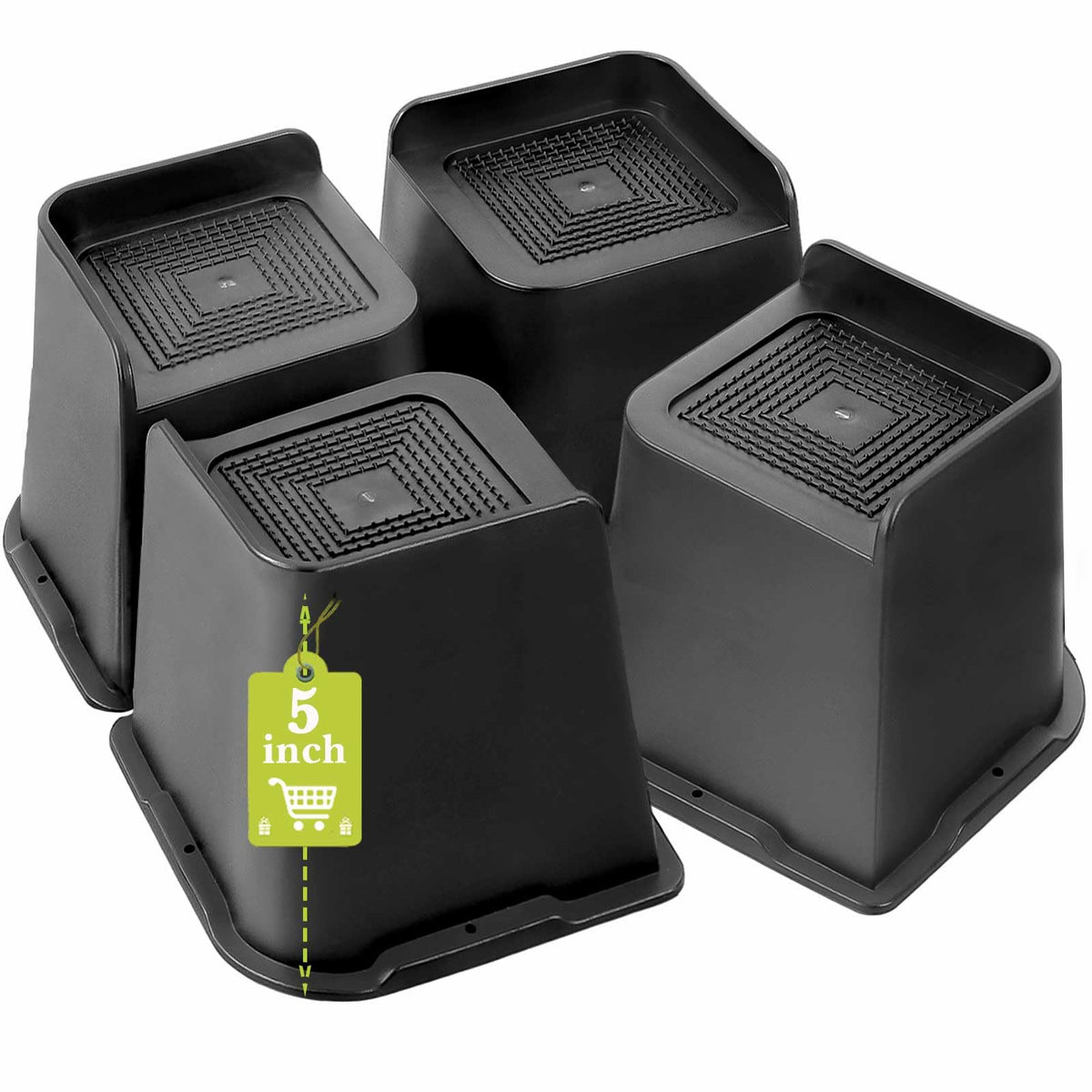 Yookwutar bed risers 5 inch top view illustrating wide contact area for stable support.