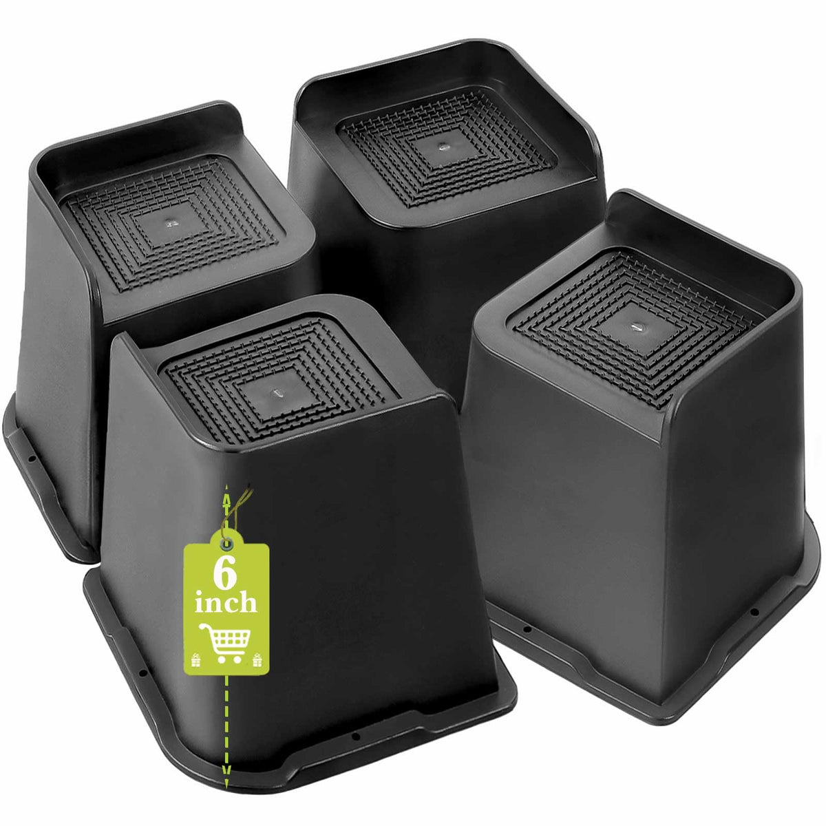 Yookwutar 6-inch bed risers top view with lip for secure fit