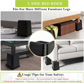Yookwutar bed risers bottom non-slip show grip and floor protection.