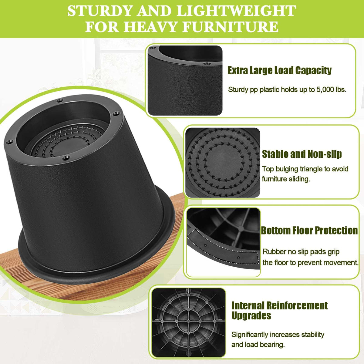 Yookwutar chair riser 4 inch offers non-slip grip for stable seating