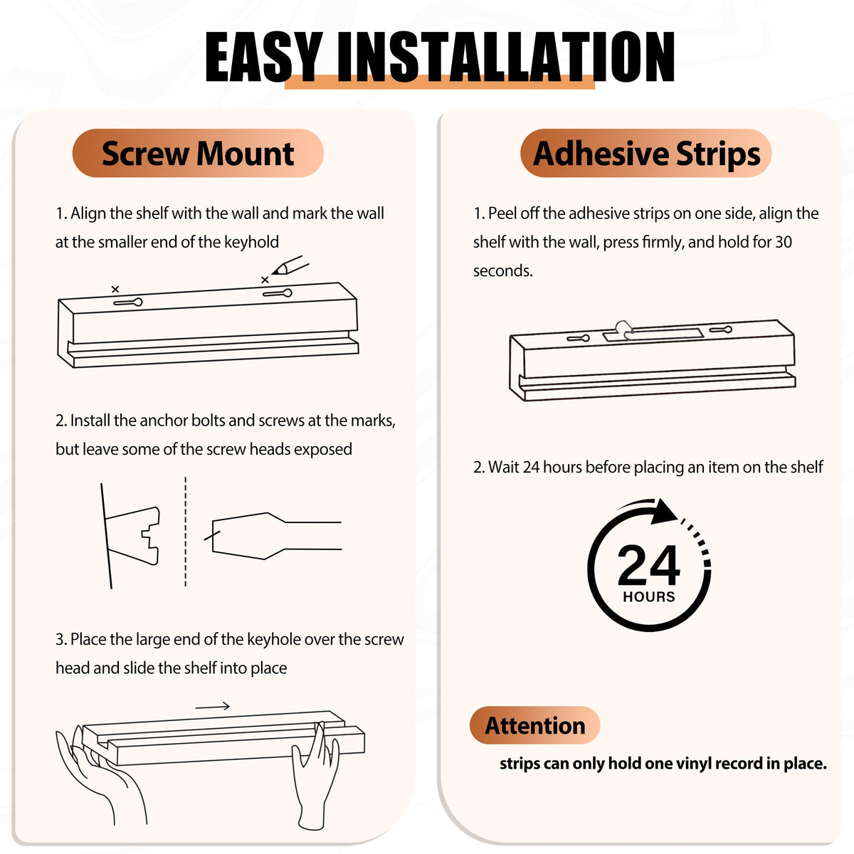 Yoolume no-drill screw option provides secure, durable wall mounting