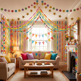 YooNotee macaroon confetti rounds add color accents to party tables.