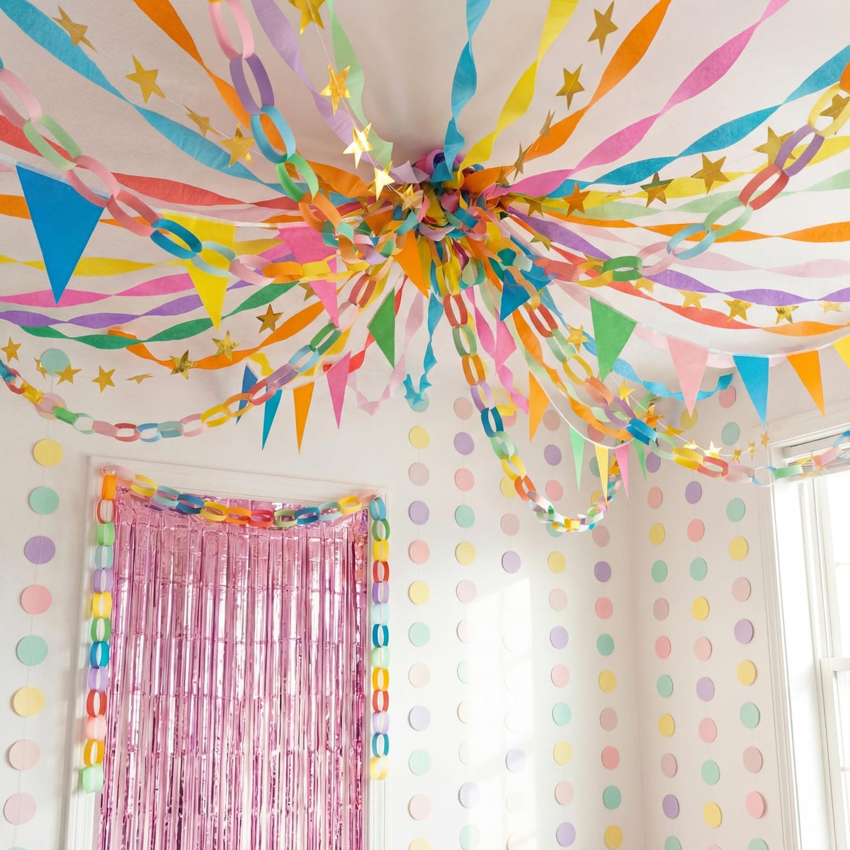 YooNotee pastel crepe streamers create vibrant backdrop vibes for festive photos.