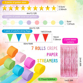 YooNotee pink fringe curtains add a soft shimmering backdrop for celebrations.