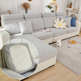 Yoovat couch cushion cover texture close-up with soft stretch fabric protecting the sofa