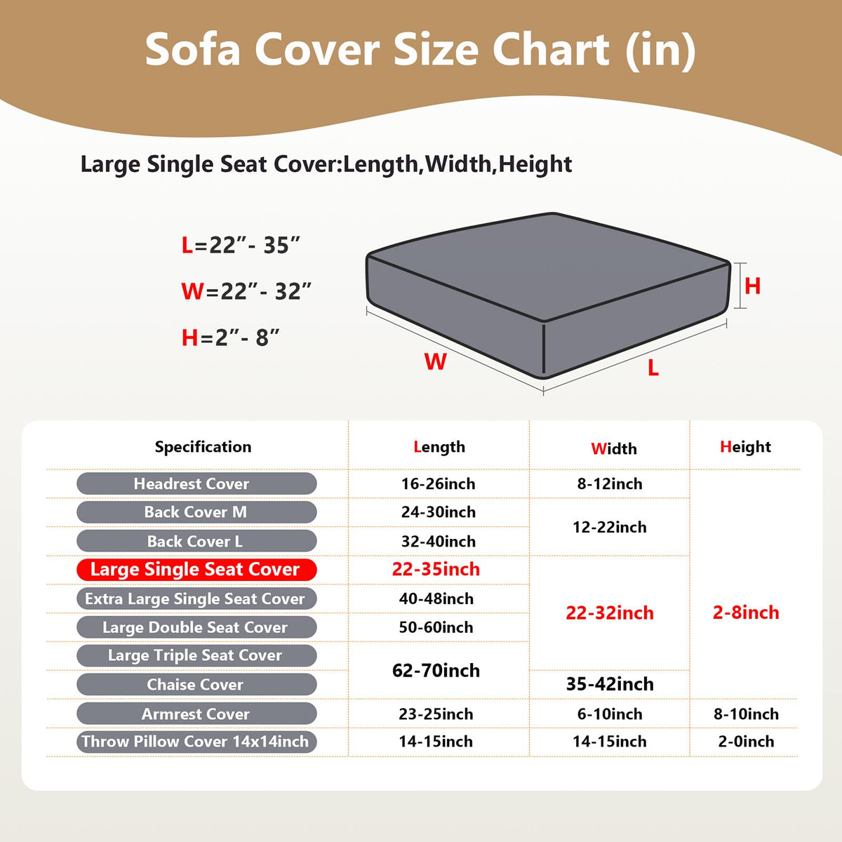 Yoovat high-stretch fabric provides a snug, comfortable fit for sofa cushions.
