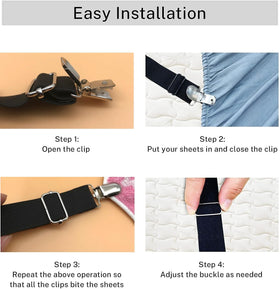 Yoovat slipcover attachment system shown securing fabric around seat cushions.