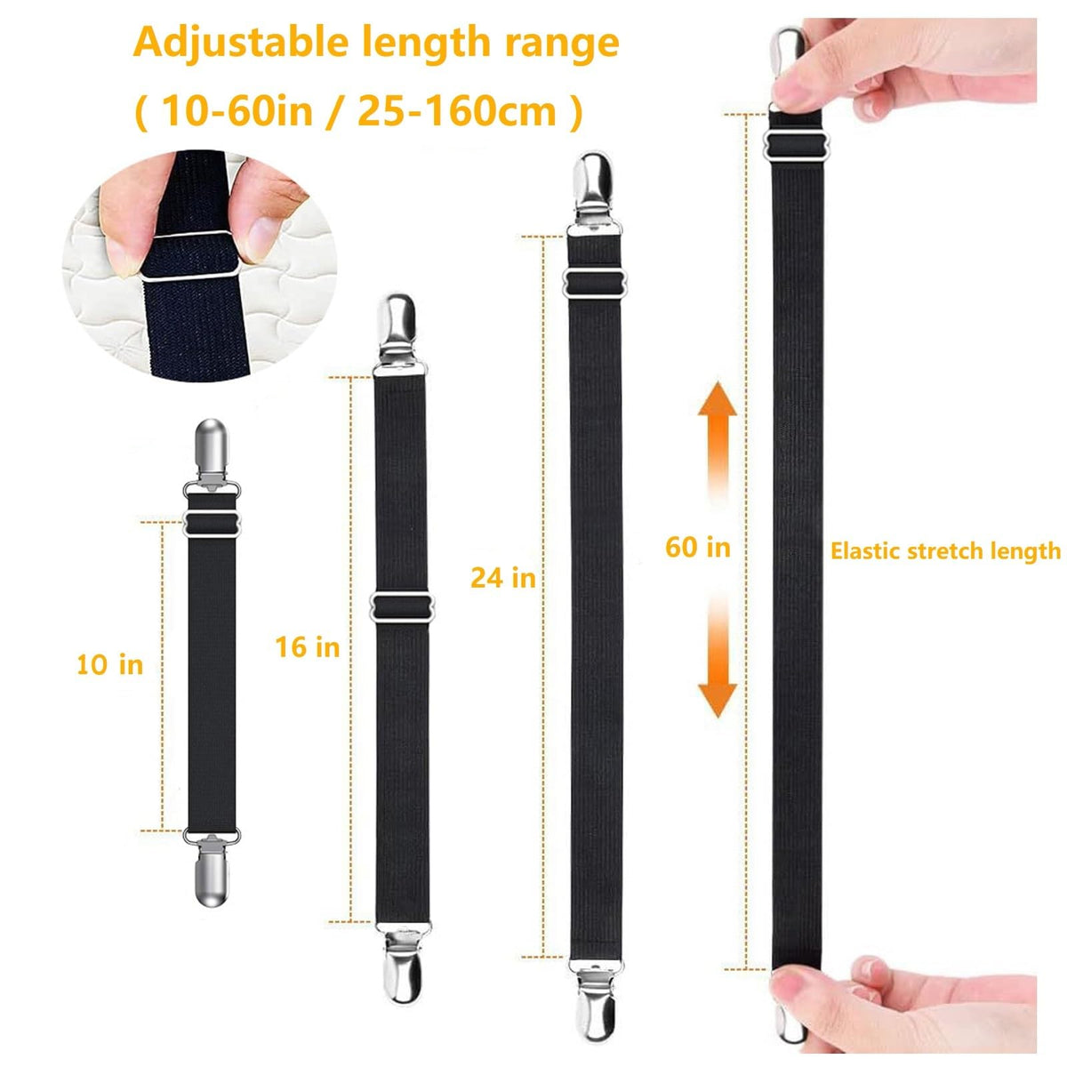 Yoovat sofa slipcover clip elastic strap for quick, durable slipcover adjustment.