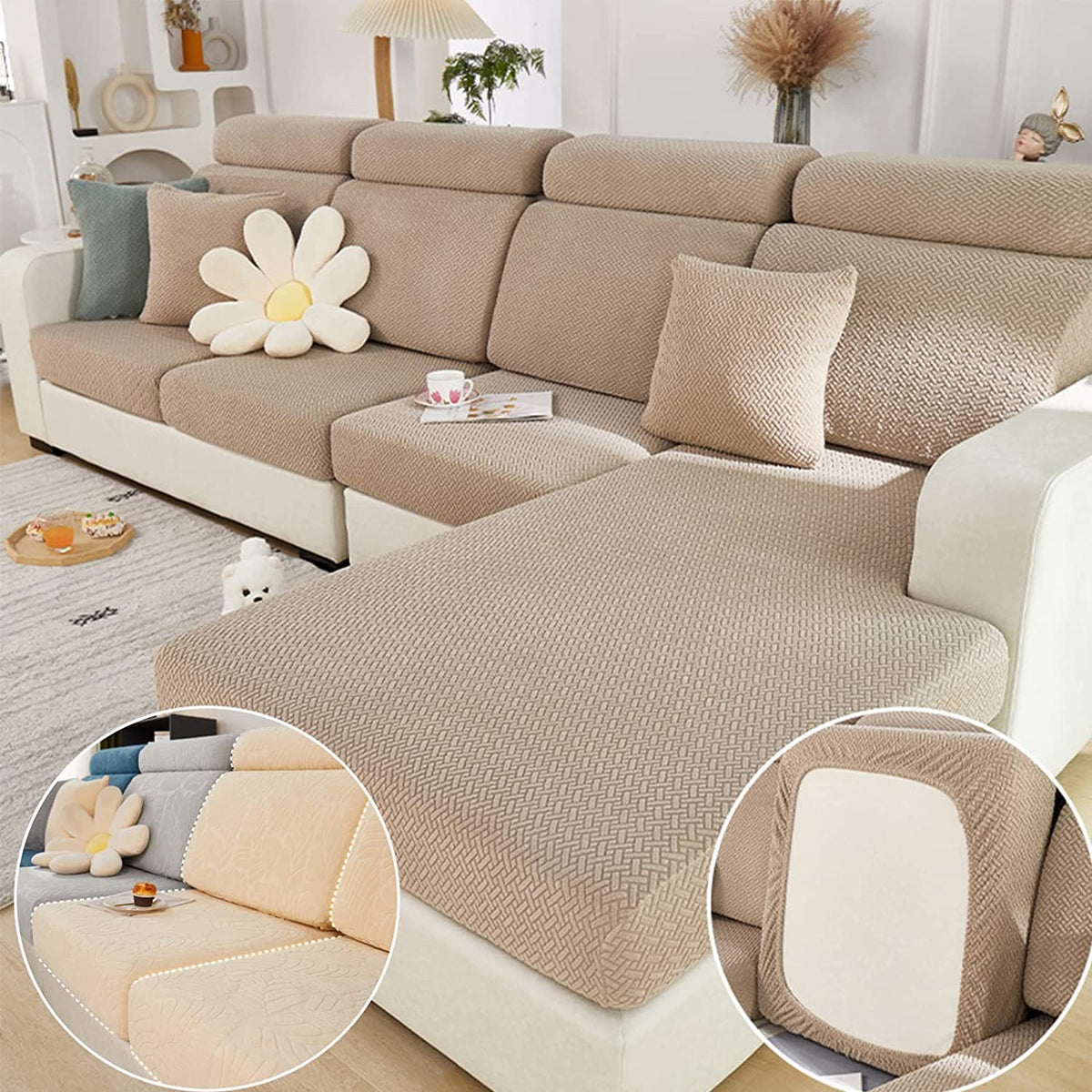 Yoovat wrinkle-resistant slipcover maintains a neat, tidy appearance.